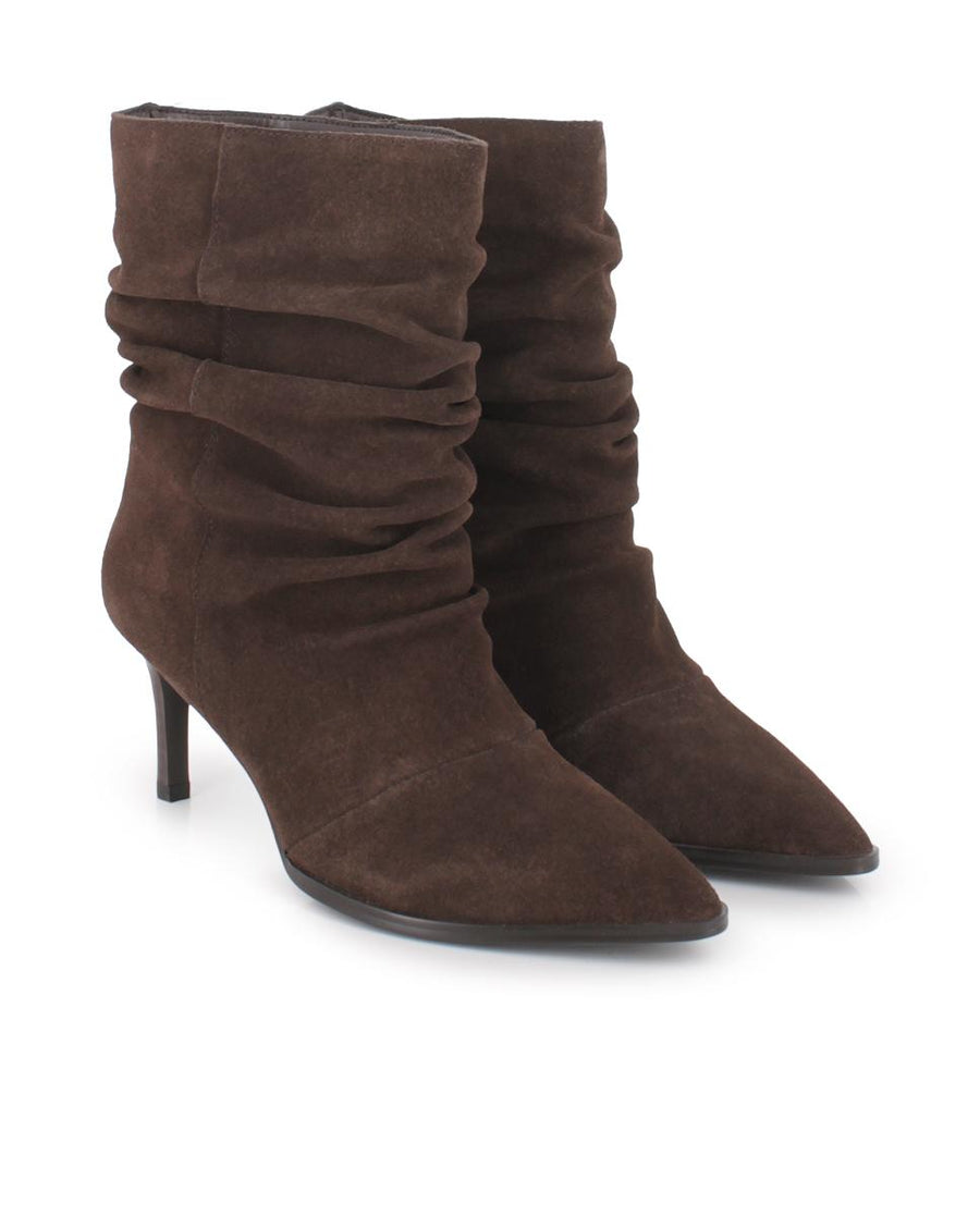 Botines de Piel Blogger Tacón Alani Marrón Mujer